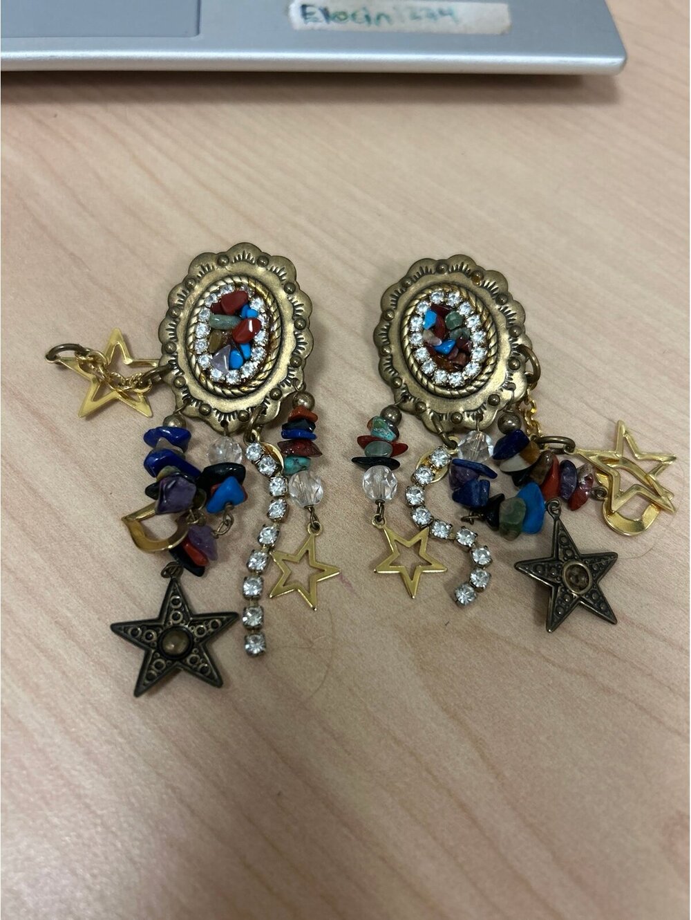 Whimsical Funky Artsy Celestial Dangle Statement Earrings